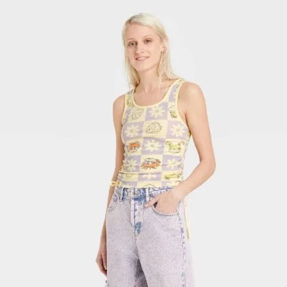 Rugrats Tops Rugrats Cinched Ribbed Cropped Graphic Tank Top - Picture 1 of 4